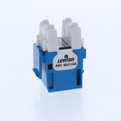Leviton 5E1FP 1-Gang Stainless Steel 1-Port Quickport Cover w/ Blue Cat 5E+ Jack