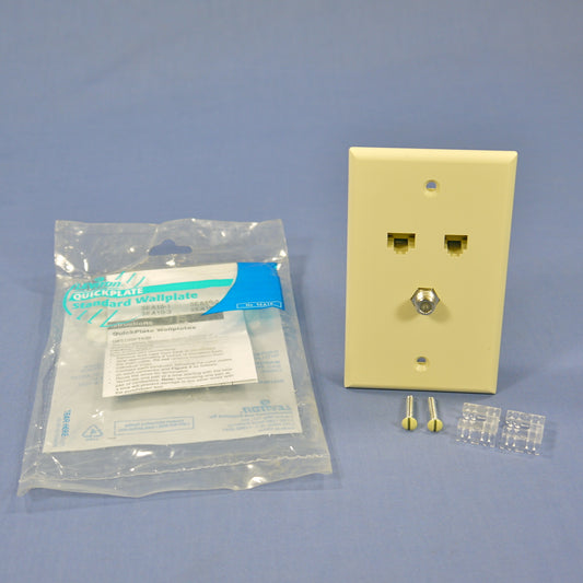 Leviton 5EA10-S3I Ivory 1-Gang Cat5e Coax Phone Unbreakable Standard Wallplate