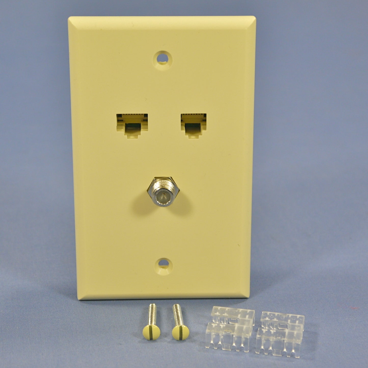 Leviton 5EA10-S3I Ivory 1-Gang Cat5e Coax Phone Unbreakable Standard Wallplate