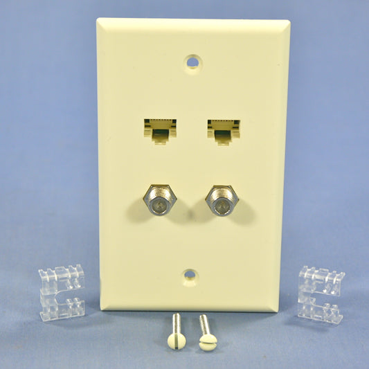 Leviton 5EA10-S4A Almond 1-Gang 6-Wire Phone Jack Unbreakable Standard Wallplate
