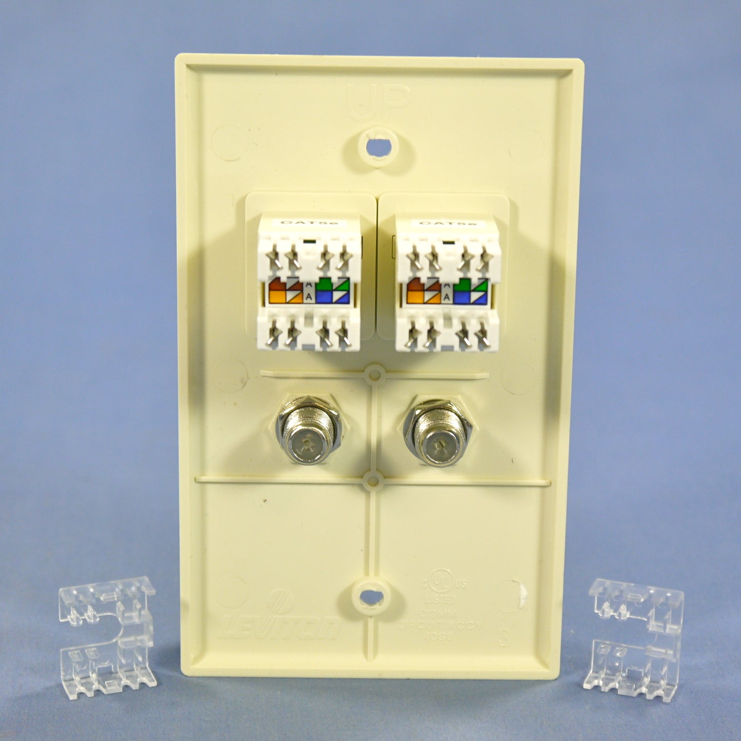 Leviton 5EA10-S4A Almond 1-Gang 6-Wire Phone Jack Unbreakable Standard Wallplate