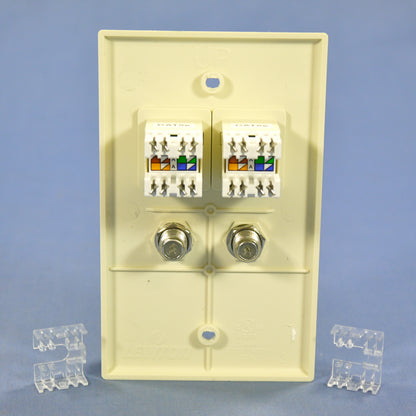 Leviton 5EA10-S4A Almond 1-Gang 6-Wire Phone Jack Unbreakable Standard Wallplate