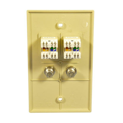 Leviton 5EA10-S4I Ivory 1-Gang Cat5e Coax Unbreakable Standard Wallplate Cover