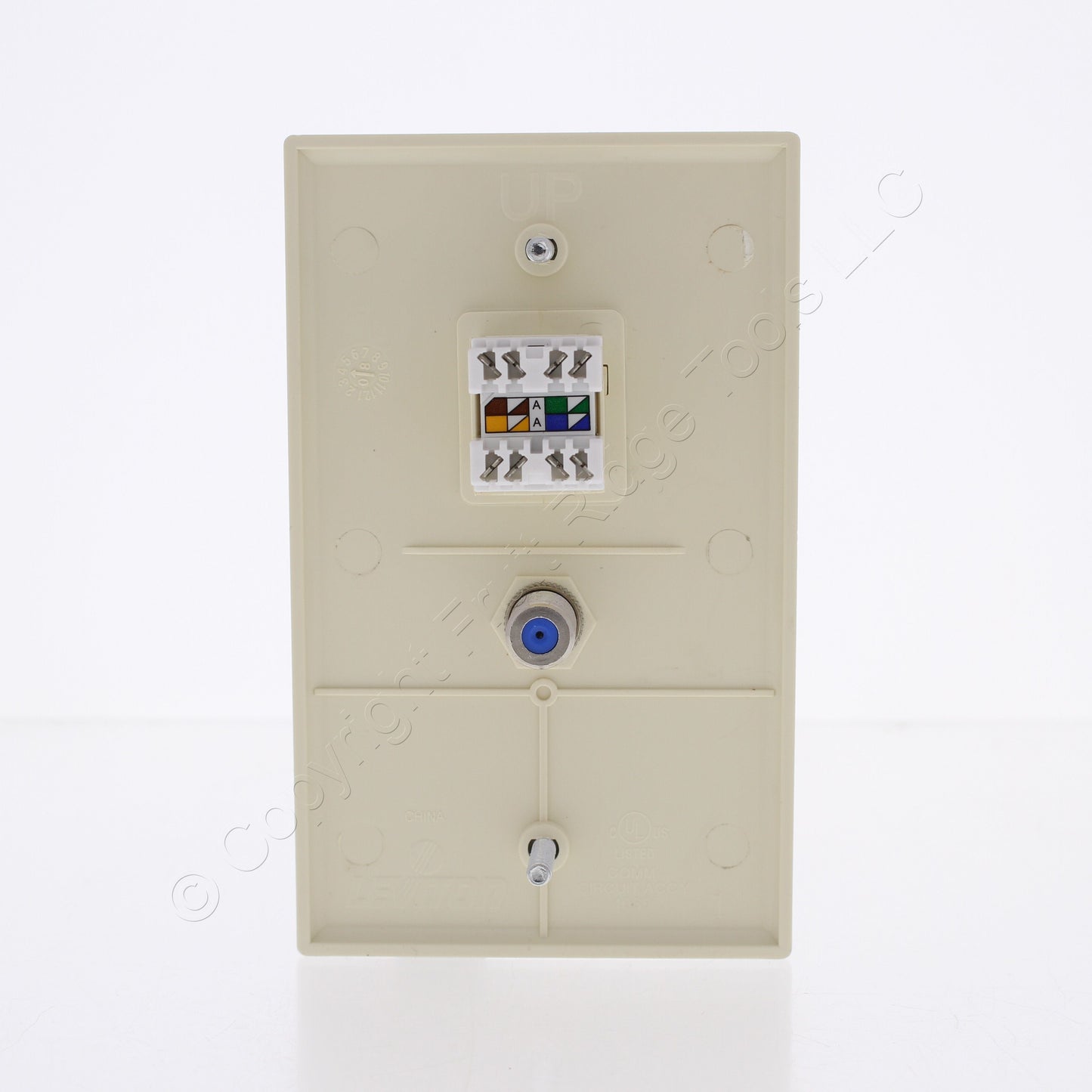 Leviton SEA20-S2A Almond 1-Gang Coax Ethernet Cable Data Center Jack Wallplate