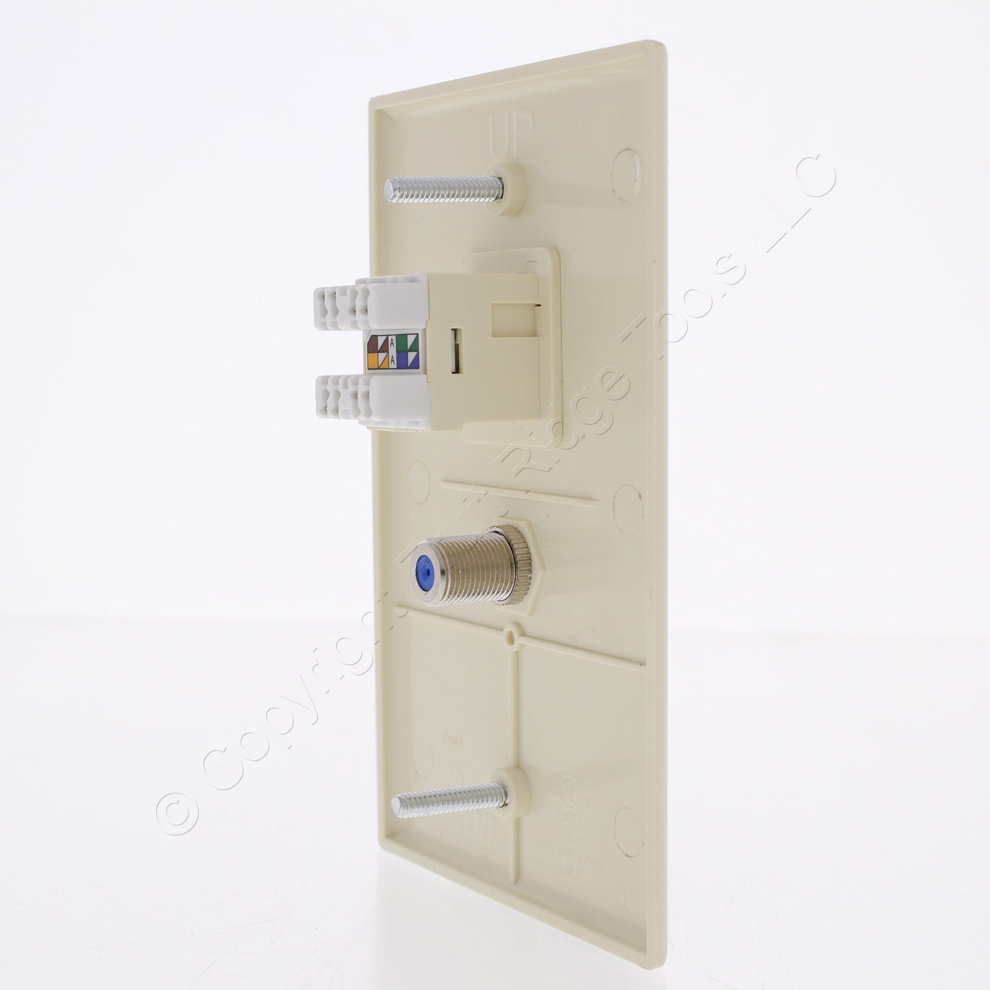 Leviton SEA20-S2A Almond 1-Gang Coax Ethernet Cable Data Center Jack Wallplate