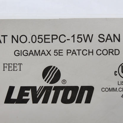 Leviton 5EPC-15W White Cat5e 15ft Ethernet Cable Patch Cord Network White Boot