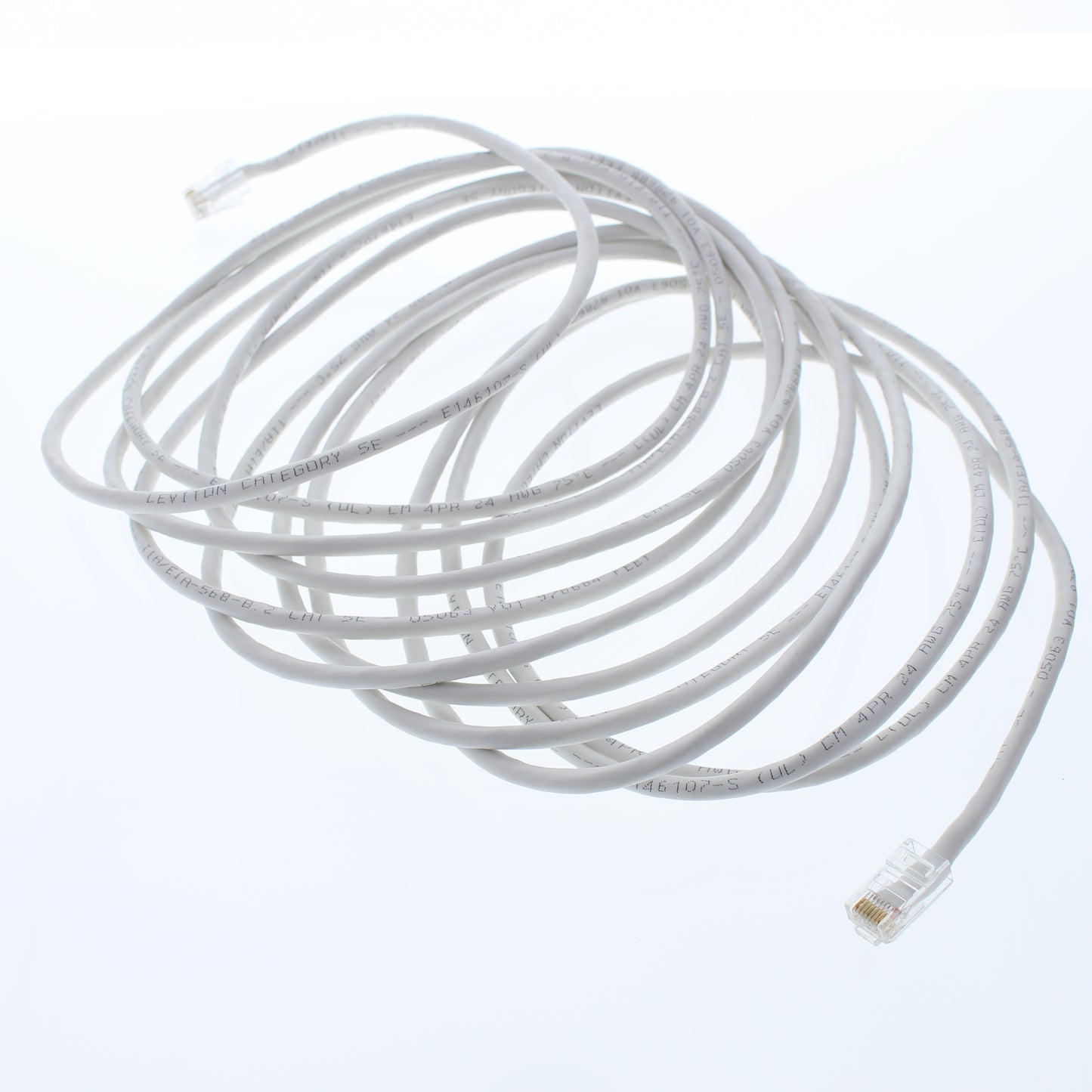 Leviton 5EPC-20W 20' White Gigamax Cat 5E Voice Patch Cable 20 Feet Network Cord