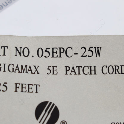 Leviton 5EPC-25W 25' White Gigamax Cat 5E Voice Patch Cable 25 Feet Network Cord
