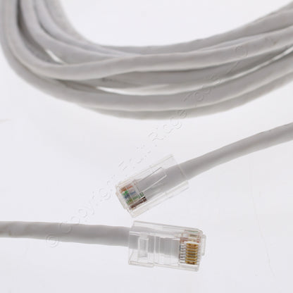Leviton 5EPC-25W 25' White Gigamax Cat 5E Voice Patch Cable 25 Feet Network Cord