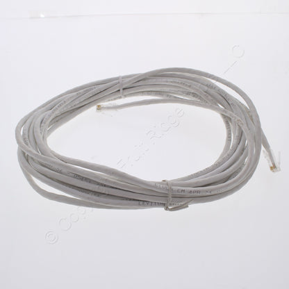 Leviton 5EPC-25W 25' White Gigamax Cat 5E Voice Patch Cable 25 Feet Network Cord