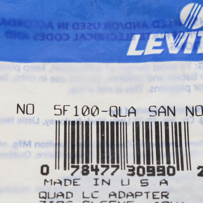 Leviton 5F100-QLA Aqua LC Duplex Quad Port Fiber Optic Connector Adapter Coupler