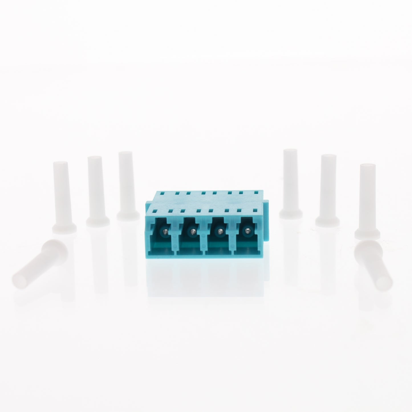 Leviton 5F100-QLA Aqua LC Duplex Quad Port Fiber Optic Connector Adapter Coupler
