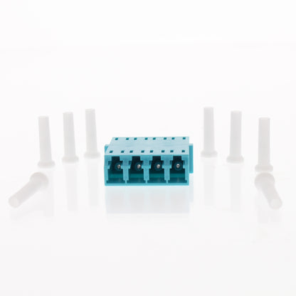 Leviton 5F100-QLA Aqua LC Duplex Quad Port Fiber Optic Connector Adapter Coupler