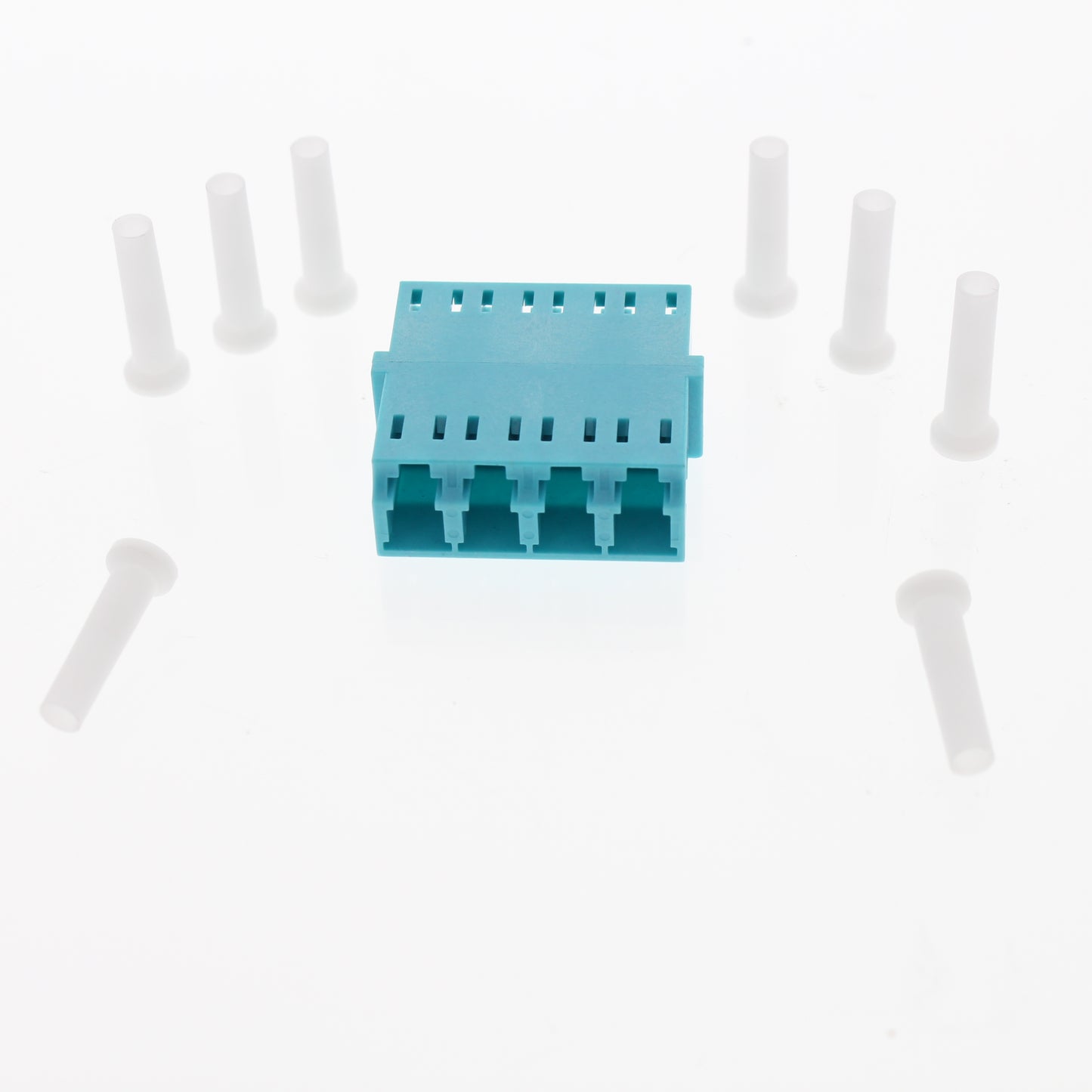 Leviton 5F100-QLA Aqua LC Duplex Quad Port Fiber Optic Connector Adapter Coupler