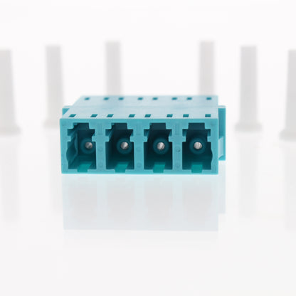 Leviton 5F100-QLA Aqua LC Duplex Quad Port Fiber Optic Connector Adapter Coupler