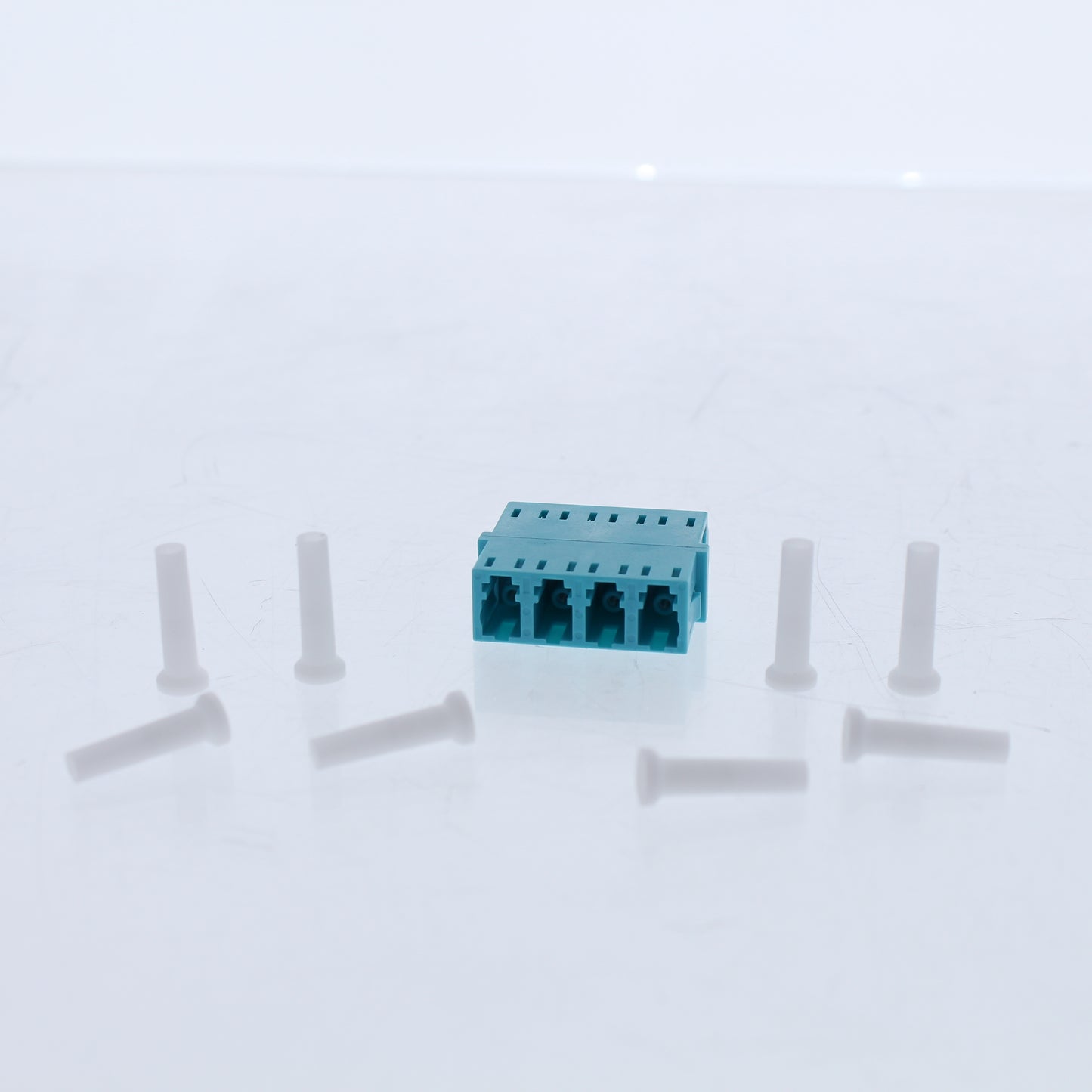 Leviton 5F100-QLZ Aqua Quad SM LC Port Fiber Optic Connector Adapter Coupler