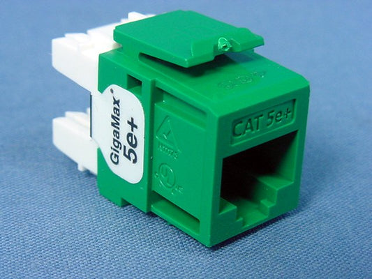 Leviton Green Snap-In Quickport Cat 5e+ Jack T568A/T568B 8-Conductor 5G110-RV5