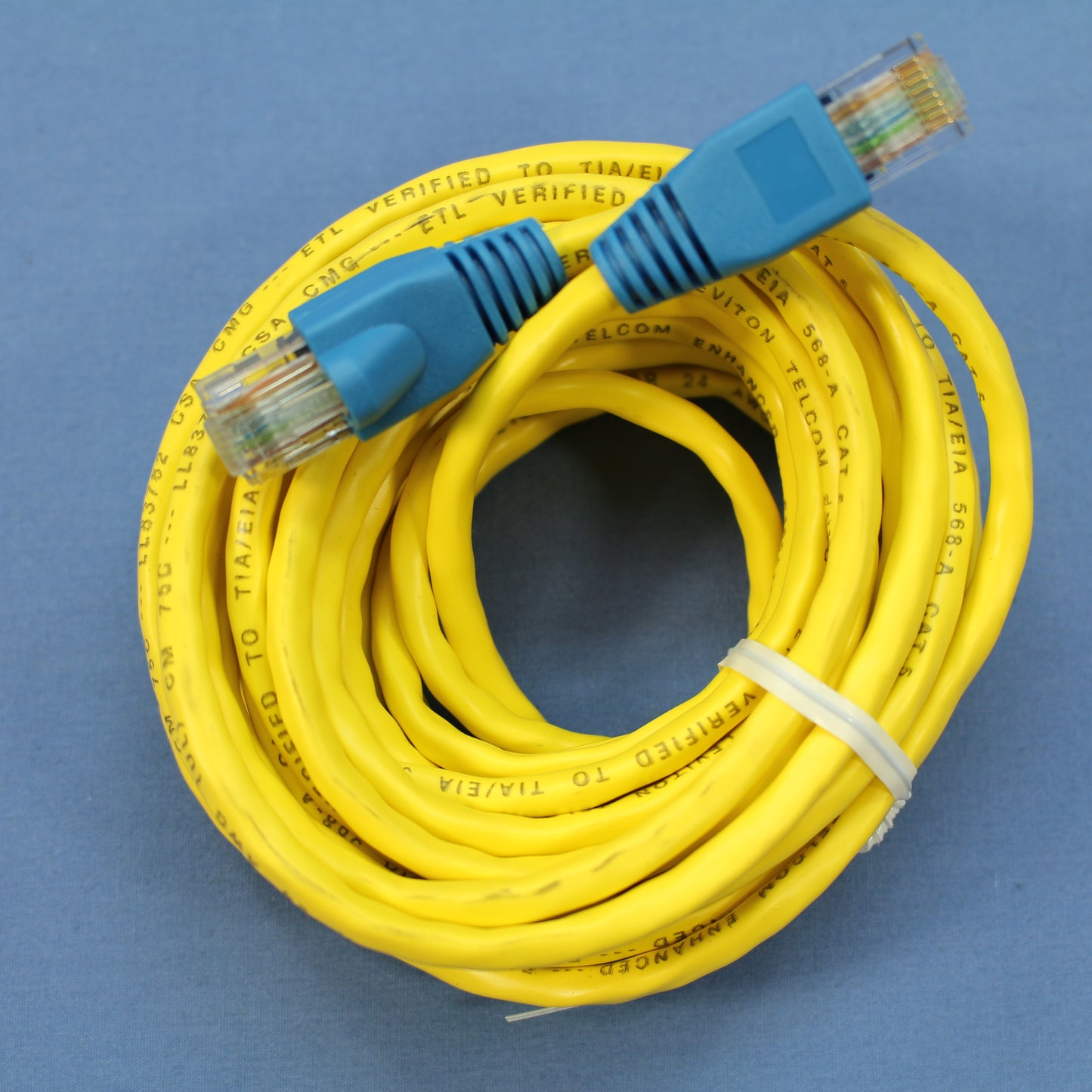Leviton 5G454-15R Yellow Cat5 15ft Ethernet Cable Data Patch Cord Network 5-Pack