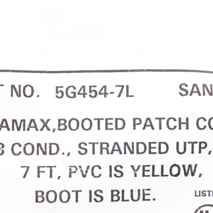Leviton 5G454-7L Yellow Cat5 7 Feet Ethernet Cable Patch Network Cord Blue Boot