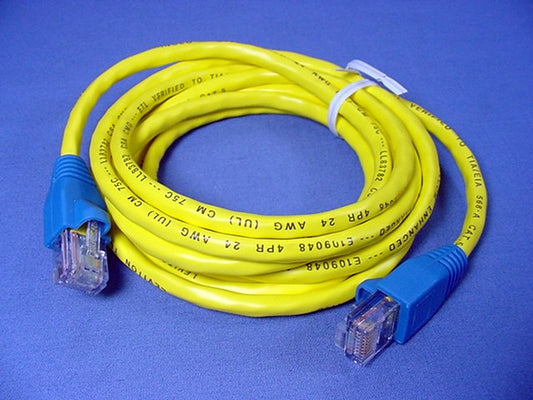 Leviton 5G454-7R Yellow Cat5 7ft Ethernet Cable Data Patch Cord Network Red Boot