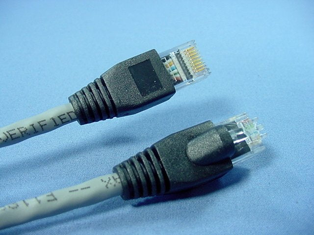 Leviton 5G455-10S Gray Cat5e 10ft Ethernet Cable Data Patch Cord Network Booted