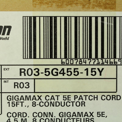 Leviton 5G455-15Y Yellow Cat5e 15ft Ethernet Cable Data Patch Cords Network 5pcs