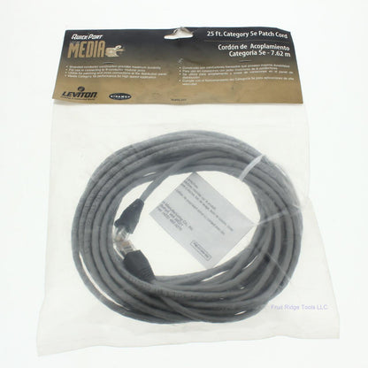 Leviton 5G455-25S Silver Cat5e 25ft Ethernet Cable Data Patch Cord Network Boot