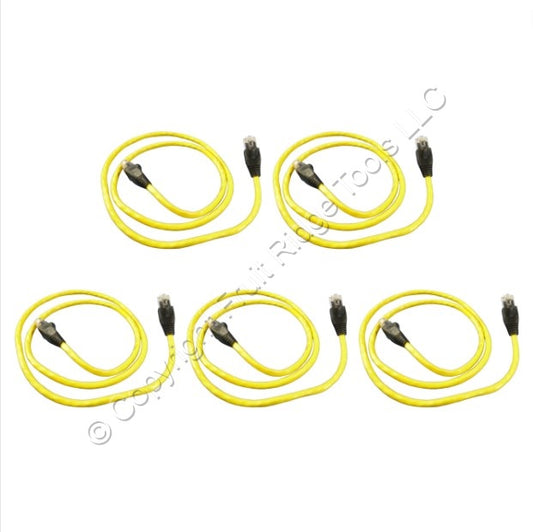 Leviton 5G455-3YW Yellow Cat5e 3ft Ethernet Cable Data Patch Cords Network 5pcs