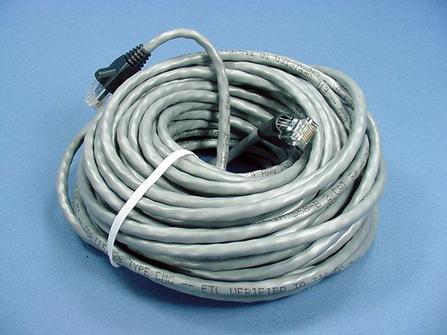 Leviton 5G455-50G Gray 50ft Ethernet Cable Cat5e Data Patch Cord Network Booted
