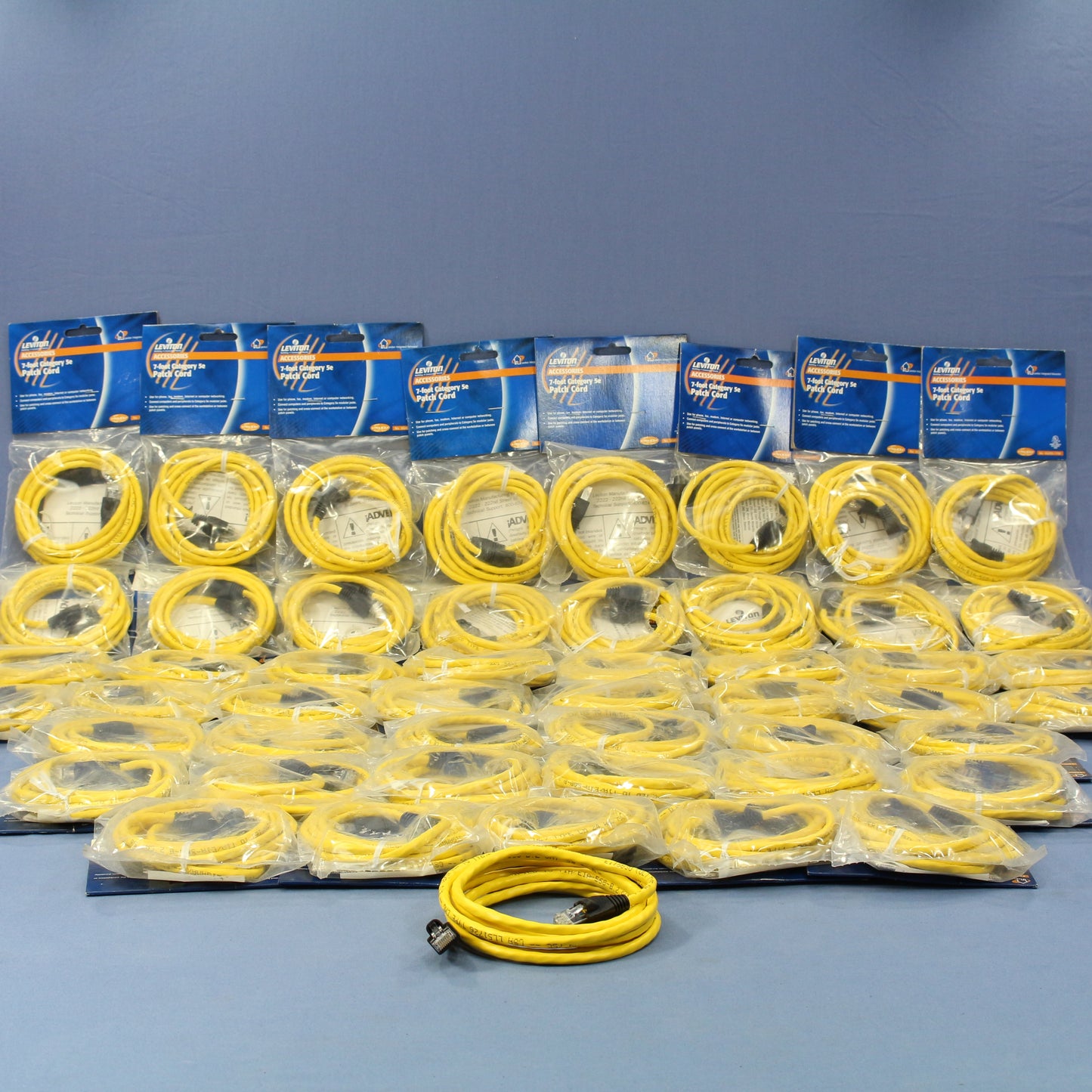 Leviton 5G455-7YW Yellow Cat 5e 7' Ethernet LAN Patch Cord Network Cables 50pcs