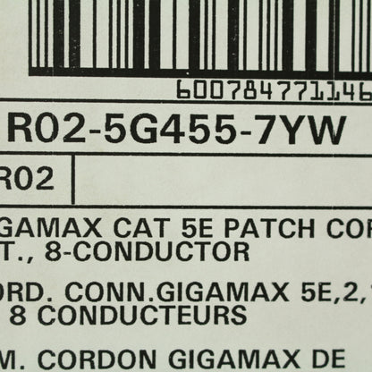 Leviton 5G455-7YW Yellow Cat5e 7ft Ethernet Cable Data Patch Cords Network 5pcs