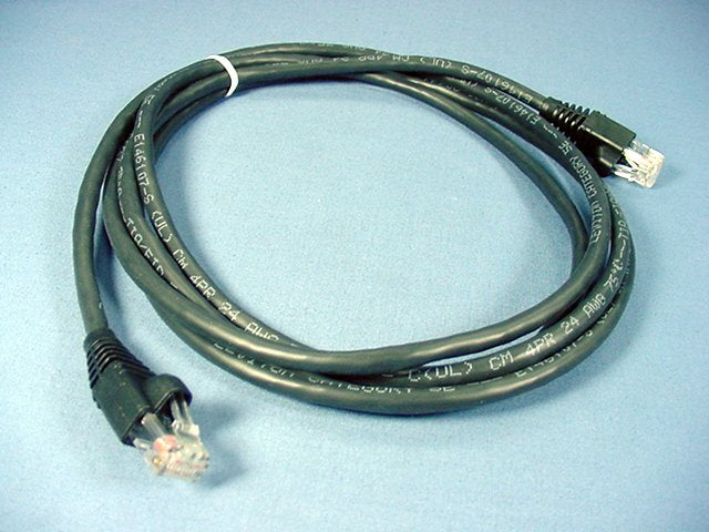 Leviton Black Cat 5e 7 Ft Ethernet LAN Patch Cord Network Cable Booted 5G460-7E