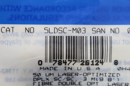 Leviton 5LDSC-M03 Green 3-Meter Fiber Optic Cable 50/125 10G SC-SC Duplex Jumper