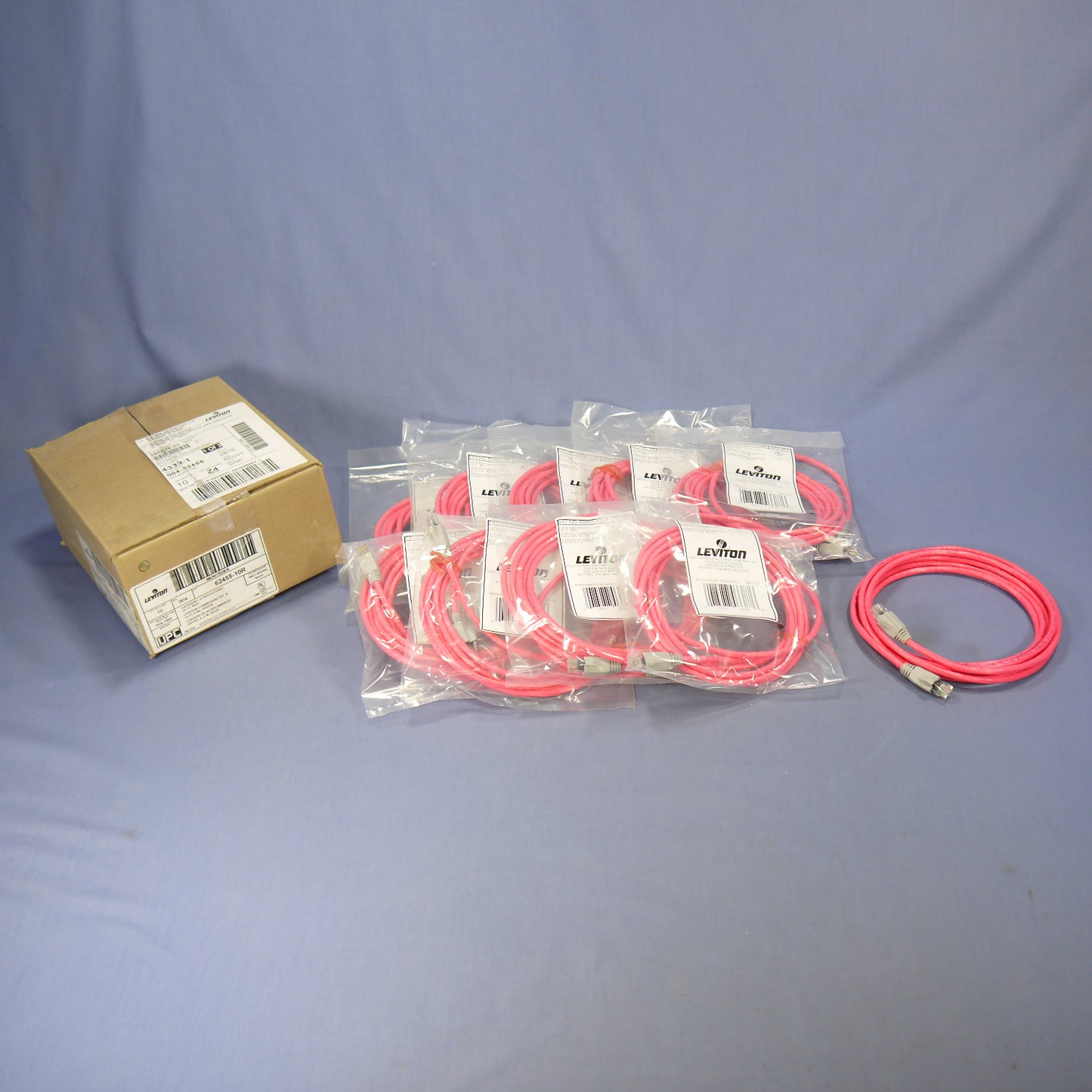 Leviton 62455-10R Cat6 Red 10ft Ethernet Cable Data Patch Cord Network Booted