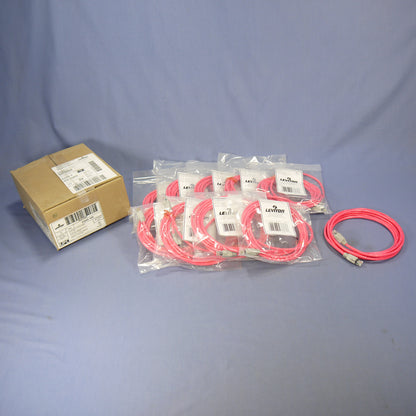 Leviton 62455-10R Red Cat6 10ft Ethernet Cable Data Patch Cords Network 10-Pack