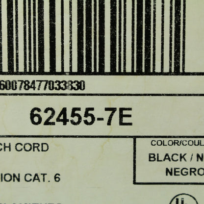 Leviton 62455-7E Cat6 Black 7ft Ethernet Cable Data Patch Cords Network 10-Pack