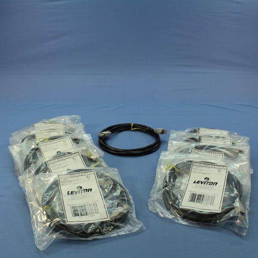 Leviton 62455-7E Cat6 Black 7ft Ethernet Cable Data Patch Cords Network 10-Pack