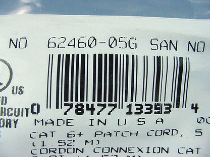 Leviton 62460-5G Cat6+ Green 5ft Extreme Ethernet Cable Data Center Patch Cord
