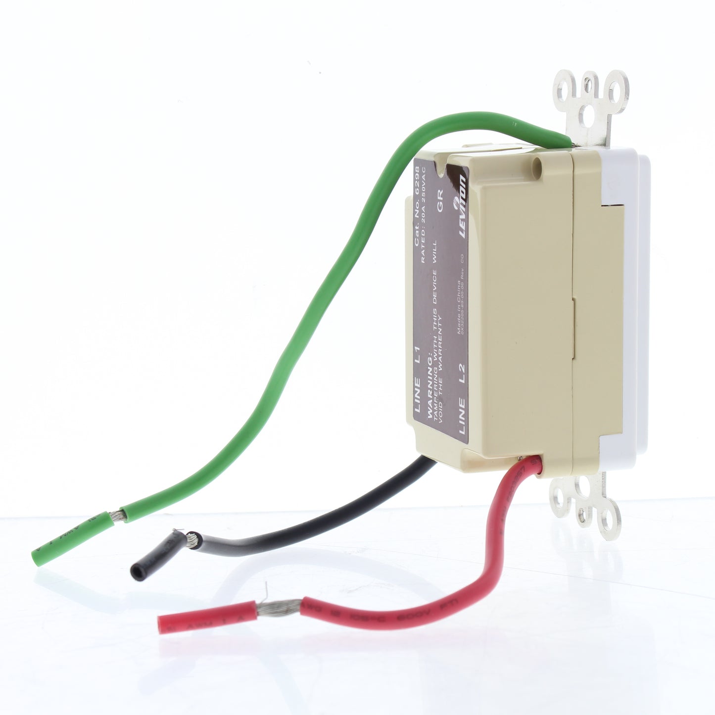 Leviton 6298-W White DHC Single Wall Receptacle 20A 250V