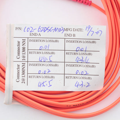 3M Fiber Optic Uplink Multi-Mode Duplex Patch Cable Cord SC 62.5/125 62DSC-M03
