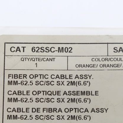 Leviton Orange 62SSC-M02 Fiber Optic Cable Assy