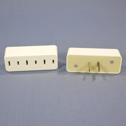 10 Leviton White Polarized Triple Tap Outlet Adapters Nema 1-15R 15A 125V 63-W