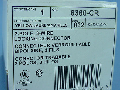 Leviton 6360-CR-062 Yellow California Turn Twist Locking Connector Non-Nema 50A