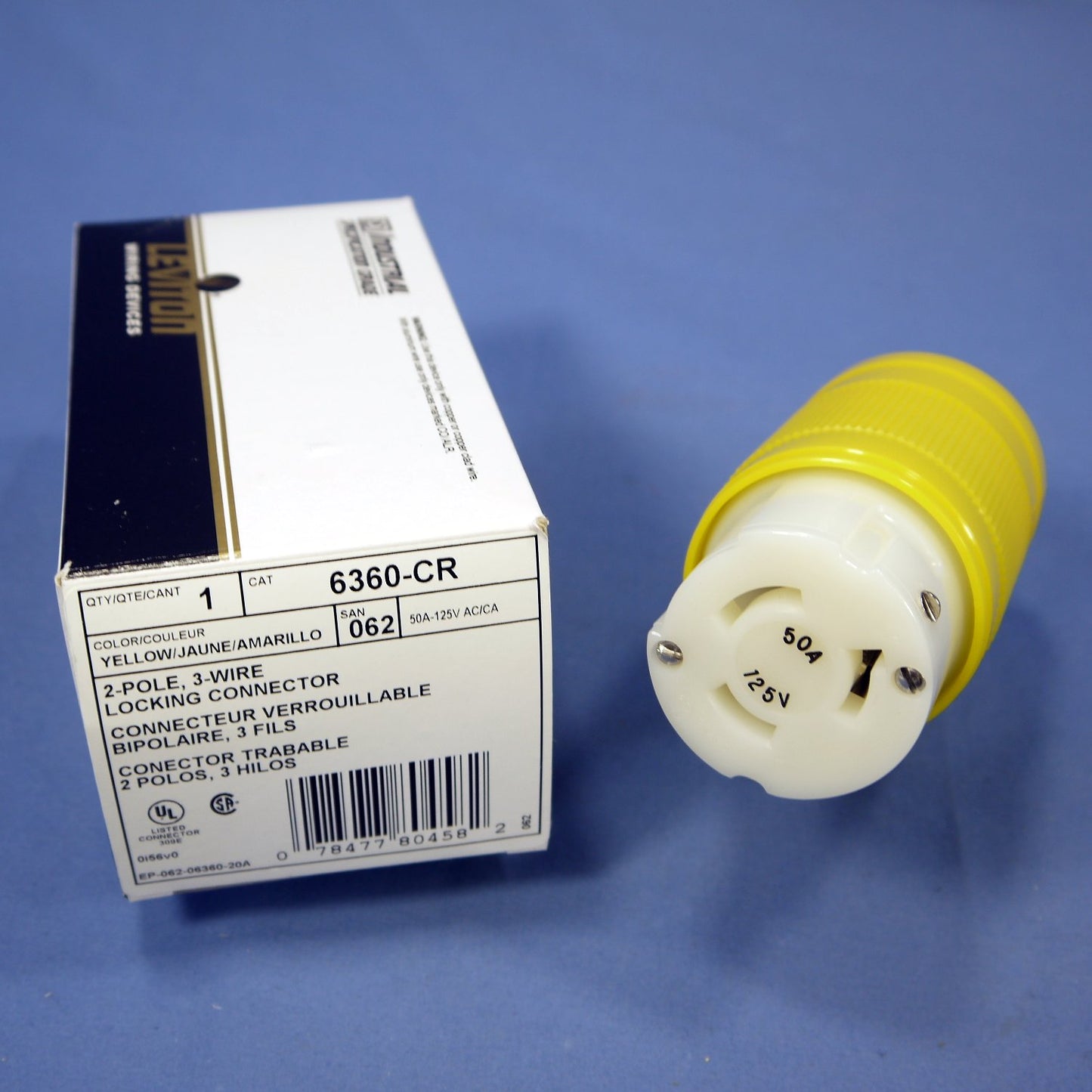 Leviton 6360-CR-062 Yellow California Turn Twist Locking Connector Non-Nema 50A