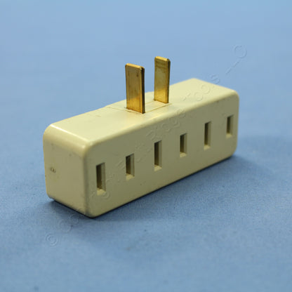 10 Leviton Ivory Polarized Plug-In Triple Tap Outlet Adapters Nema 1-15 15A 65-I