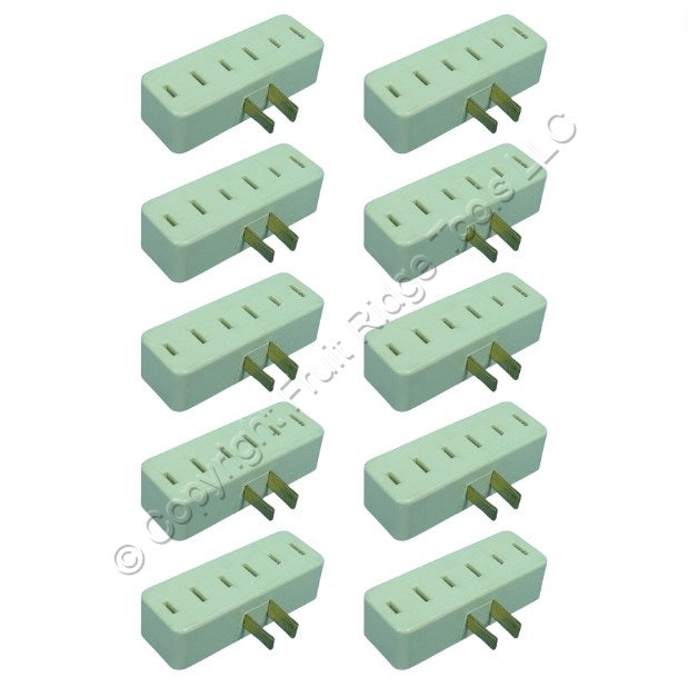10 Leviton Ivory Polarized Plug-In Triple Tap Outlet Adapters Nema 1-15 15A 65-I