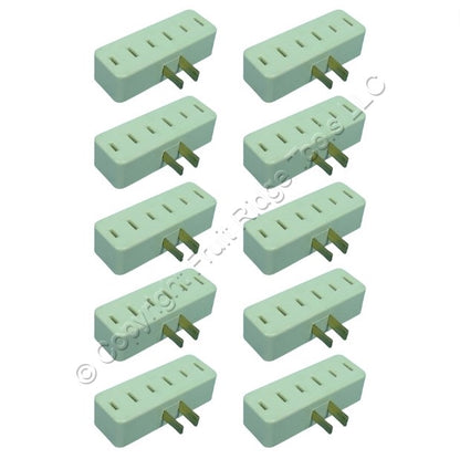 10 Leviton Ivory Polarized Plug-In Triple Tap Outlet Adapters Nema 1-15 15A 65-I