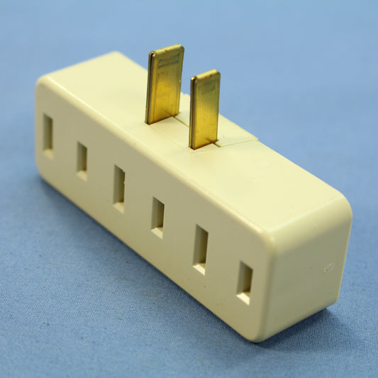 Leviton Ivory Polarized Plug-In Triple Tap Outlet Adapter Nema 1-15R 15A 65-I