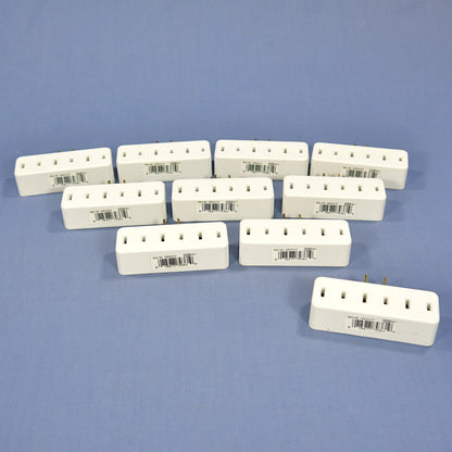 Leviton 65-W White Polarized Plug-In Triple Tap 15A Outlet Adapters 1-15R 10pk