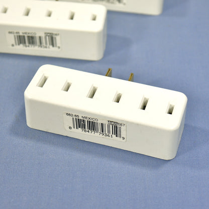 Leviton 65-W White Polarized Plug-In Triple Tap 15A Outlet Adapters 1-15R 10pk
